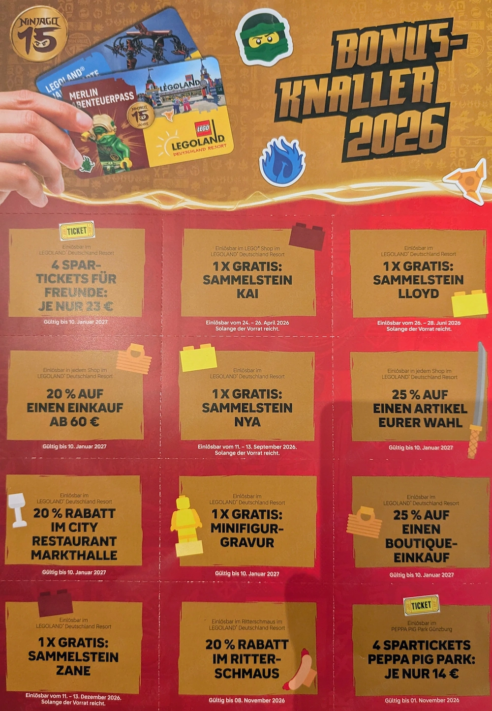 Legoland Bonusheft 2026 (vergünstige Eintrittskarten + weitere Gutscheine)