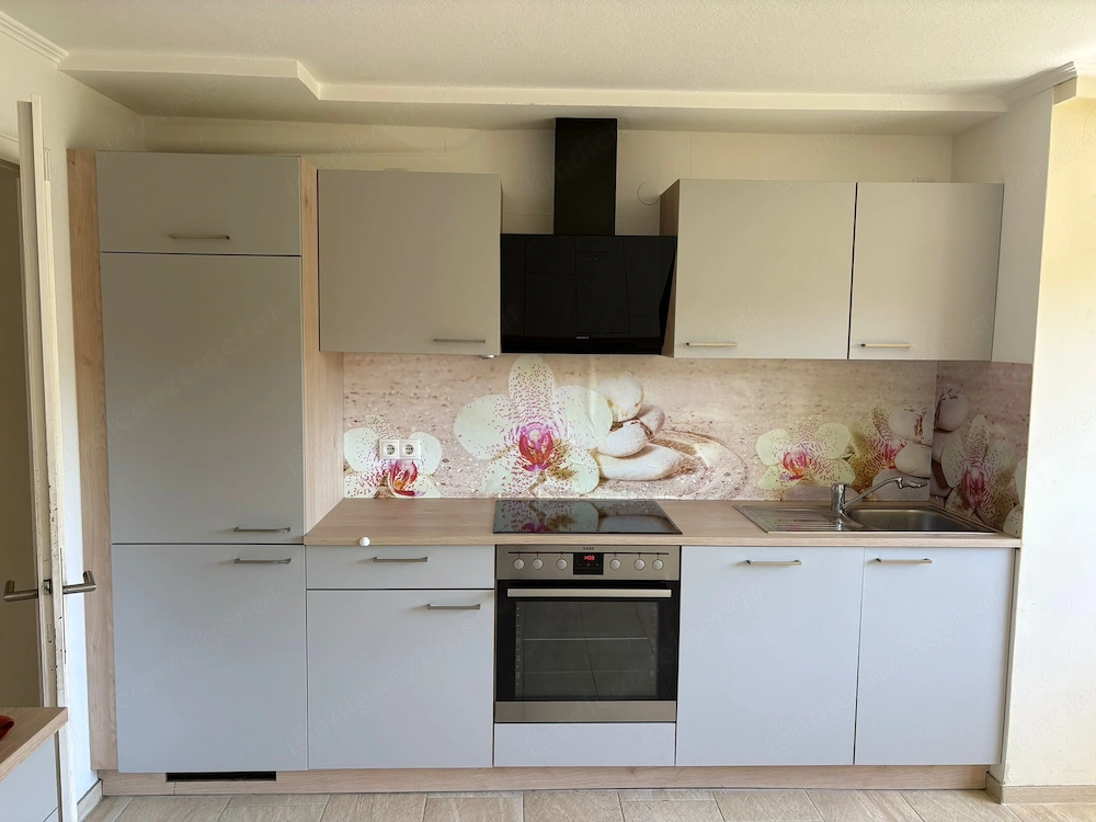 2 teilige küche mit aeg herd backofen dunstabzug  und  geschirspüler   h, 270 cm br,199cm  ti, 60 c 