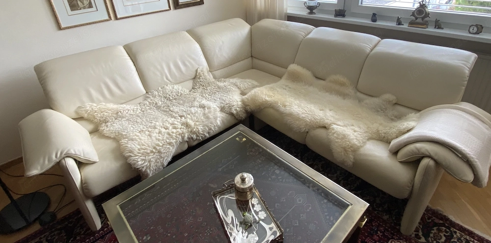 Elegantes ZÜCO Leder Sofa, cremefarben - sehr guter Zustand