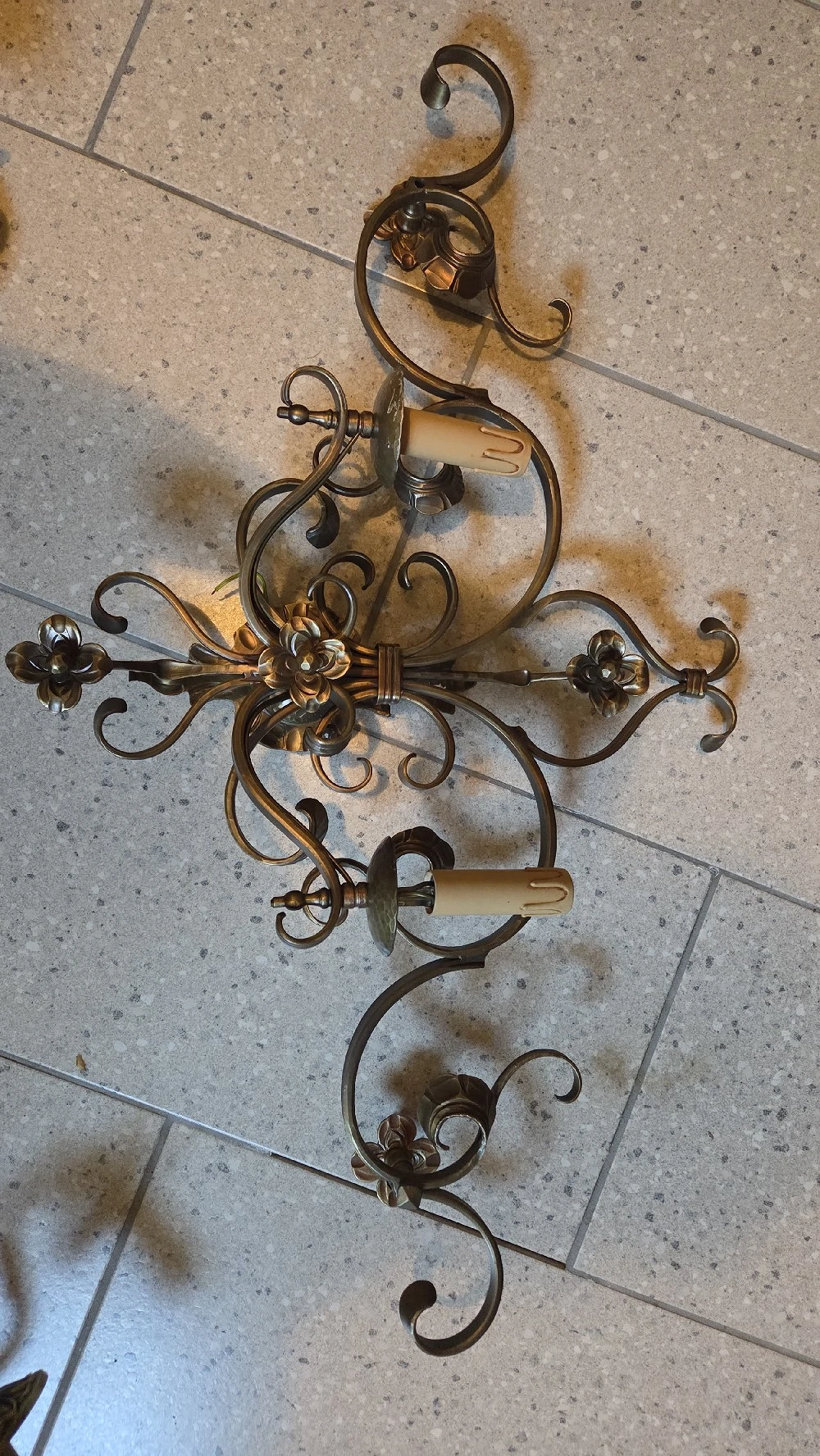 Vintage Schmiedeeisen   Messing Lampen