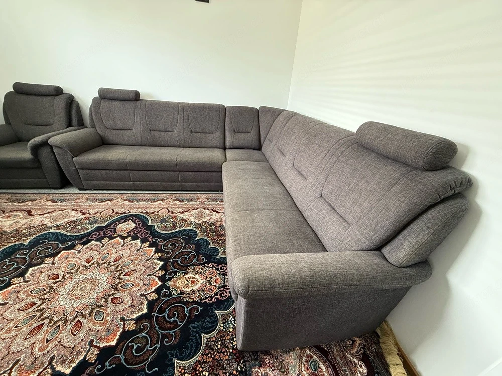 Moderne L-förmige Eckcouch   Wohnlandschaft in Grau