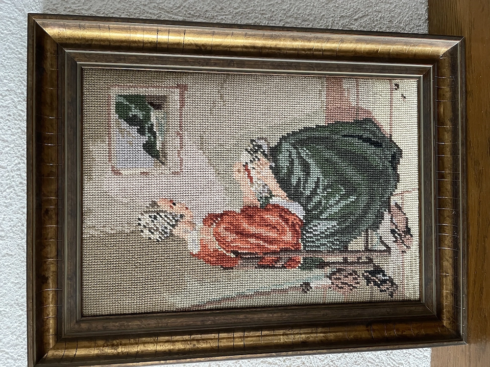 Gobelin-Stickbild Motiv Stickerin