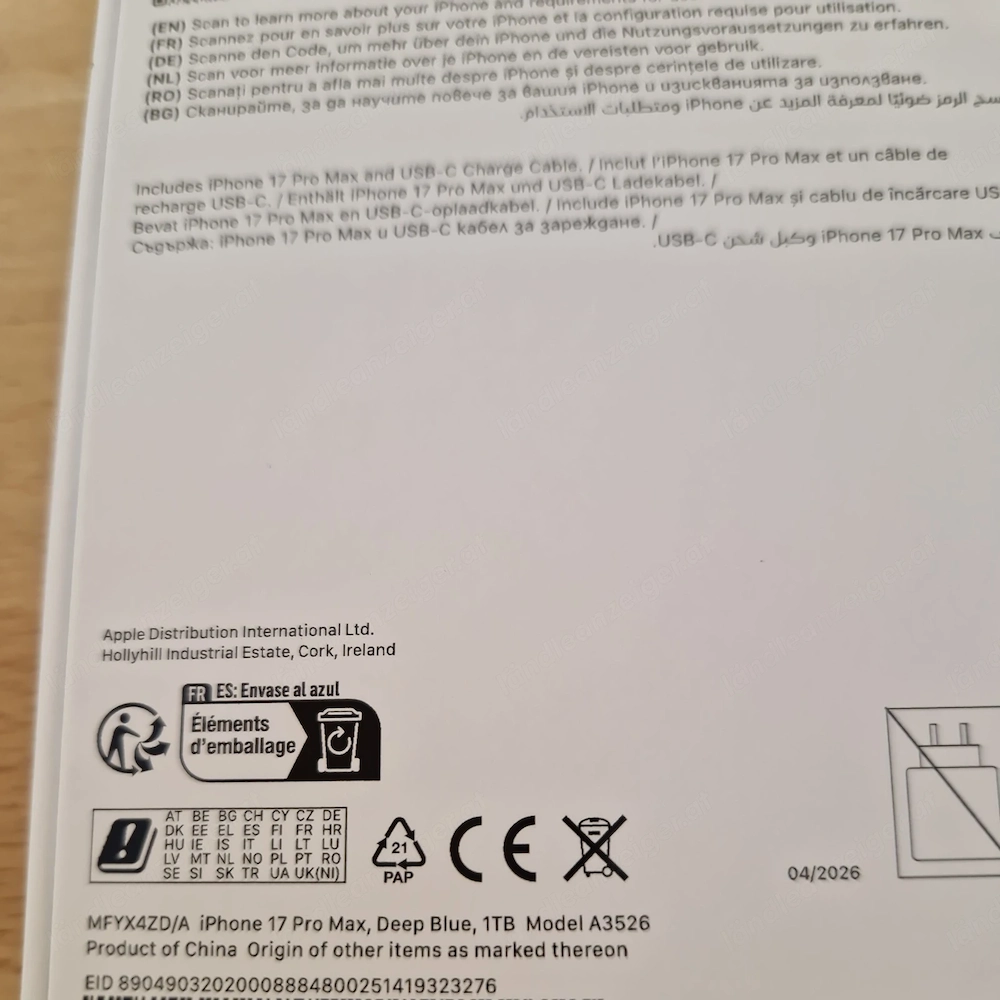 Apple iPhone 17 Pro Max 1TB, tiefblau NEU & Versiegelt