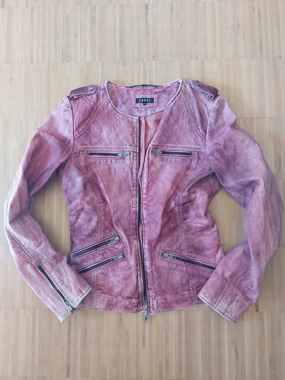 Stylische Lederjacke (echt Leder) Gr. 34