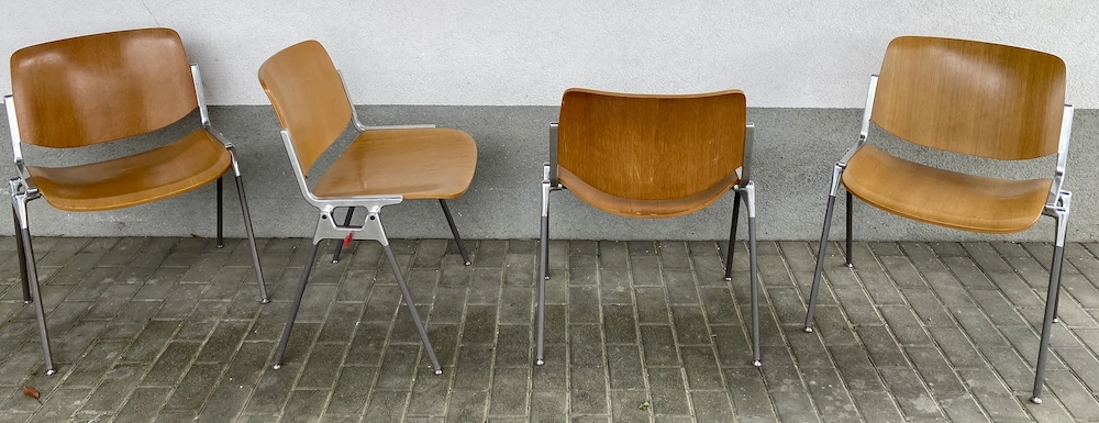 Stühle - 4 Stk. - Modell DSC 106, Design: G. Piretti 1965, für CASTELLI Alu  Buche  Stahl