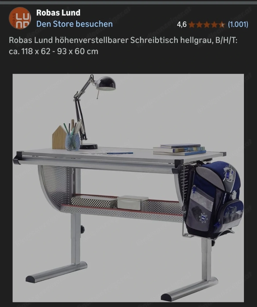 Höhenverstellbarer Schreibtisch Robas Lund