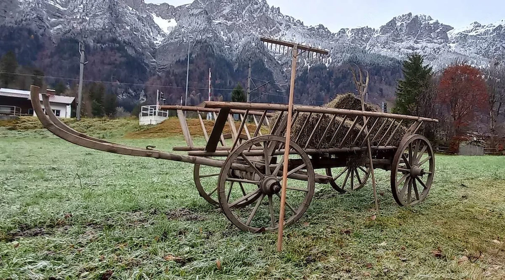 Antiker Holzleiterwagen 