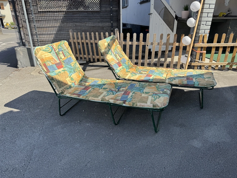 2 Gartenliegen Sonnenliegen mit Polster   klappbar & bequem