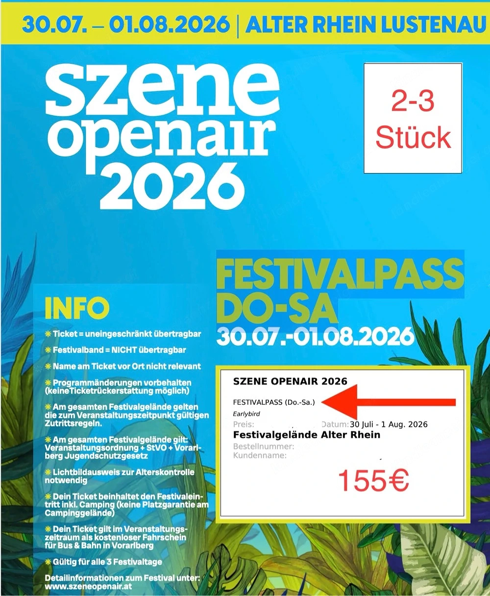 Szene Festivalpässe (3x) zu verkaufen