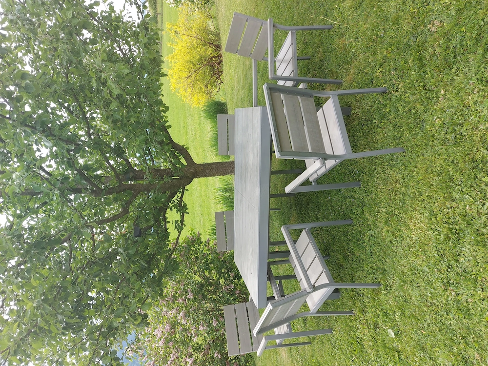 Alu Sitzgruppe 9 tlg 6Personen Silber alu-grau