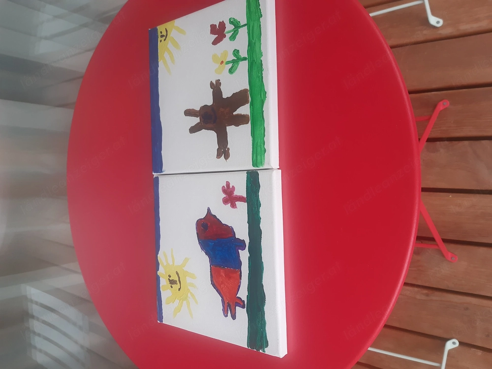 2 selbstgemalte Tierbilder 