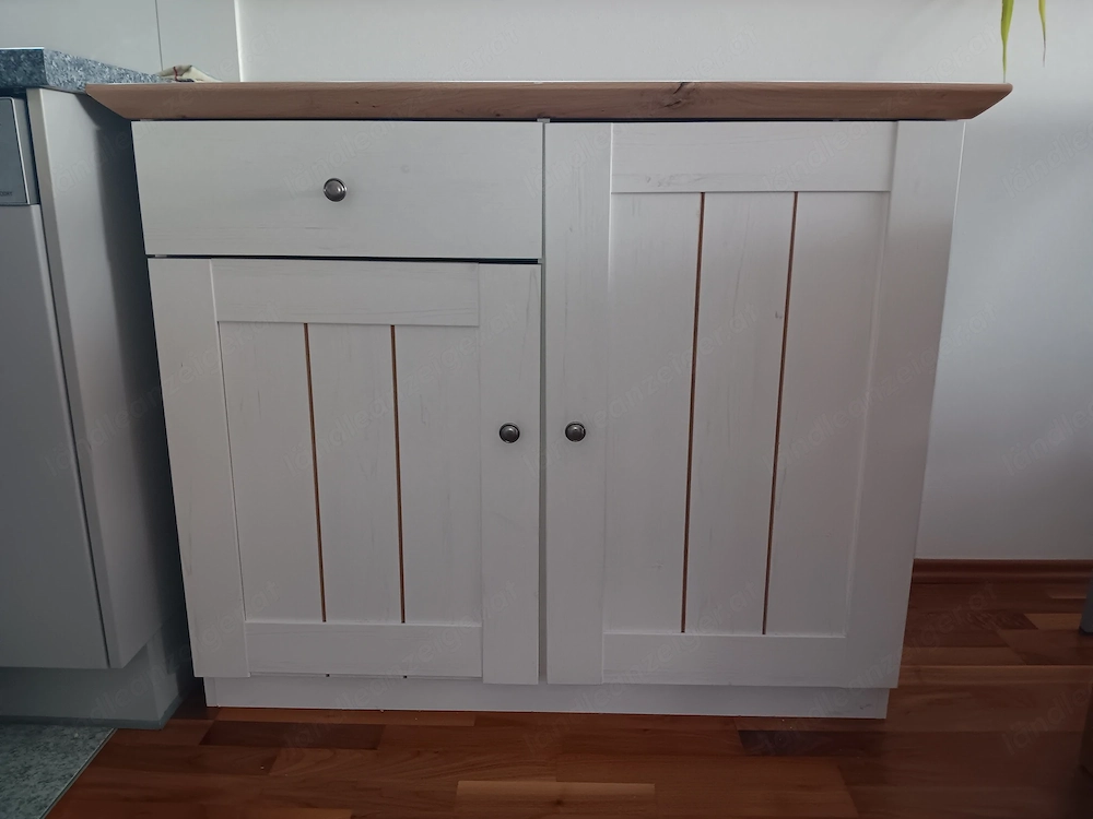 Kommode weiß mit Ablage in Holzoptik