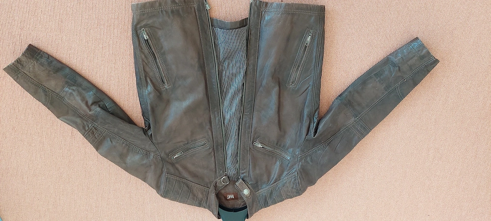 Herren Lederjacke SAKI   braun   Gr. 52   stylischer Biker-Look 
