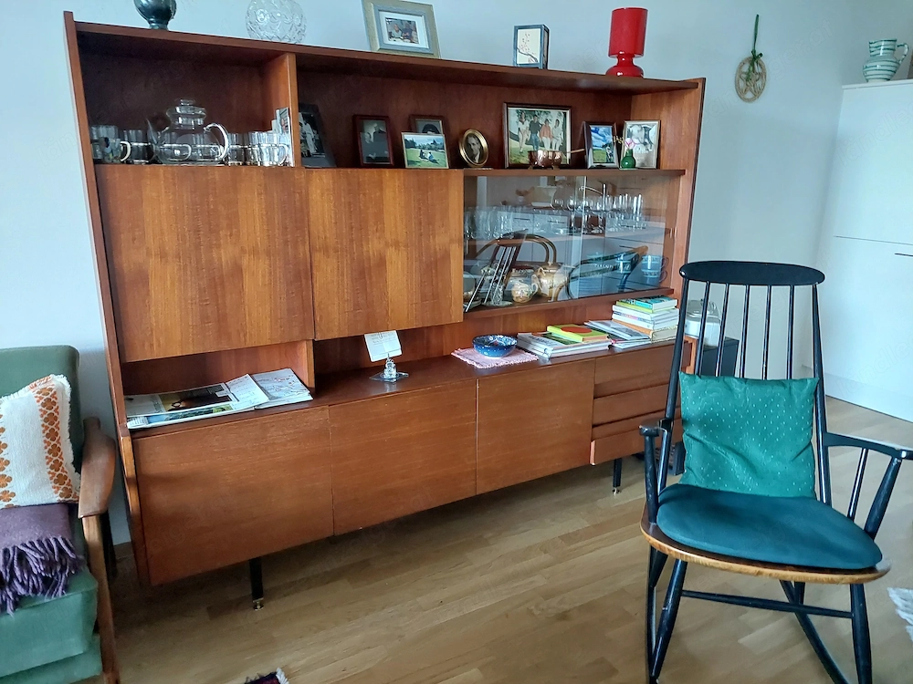 Midcentury Wohnzimmerwand Teakholz
