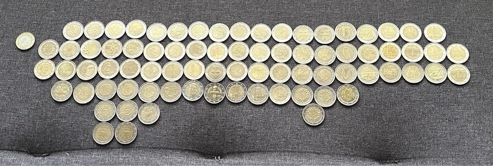 Euro-Sammlung: 78x 2  Gedenkmünzen - Sondermünzen (versch. Länder & Motive) + 1  Monaco