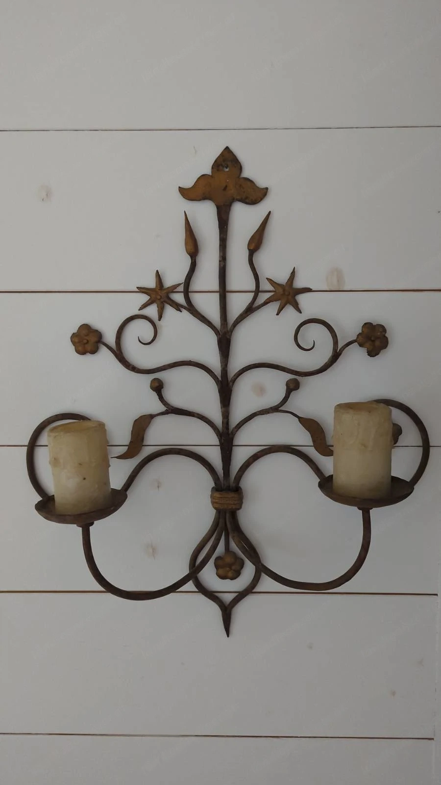 Rustikaler Wandkerzenhalter   Wandleuchter Metall (Florentiner Stil)