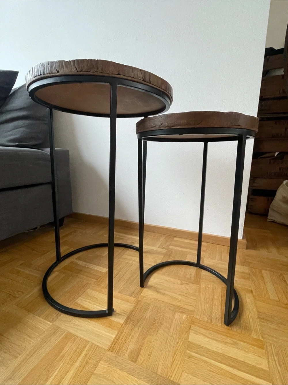 Couchtisch rund 2 Stück Holz