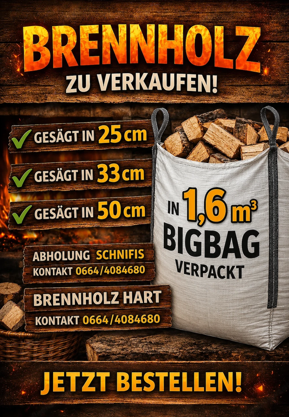 Brennholz Hart. 