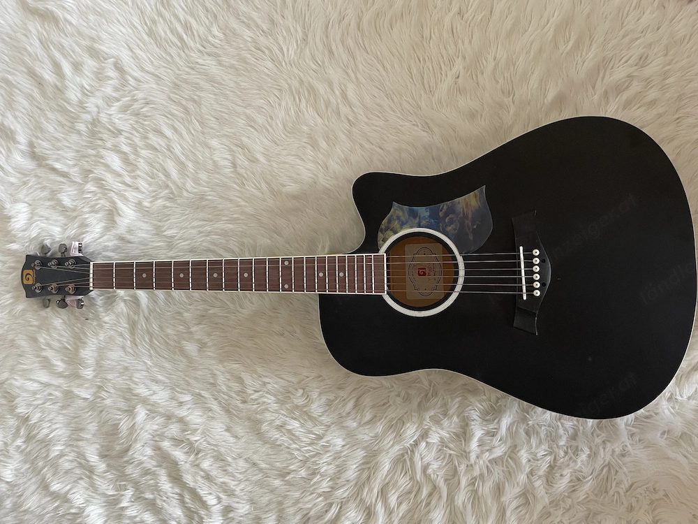 Vangoa Basic VG-1 Westerngitarre   Akustikgitarre schwarz mit Cutaway