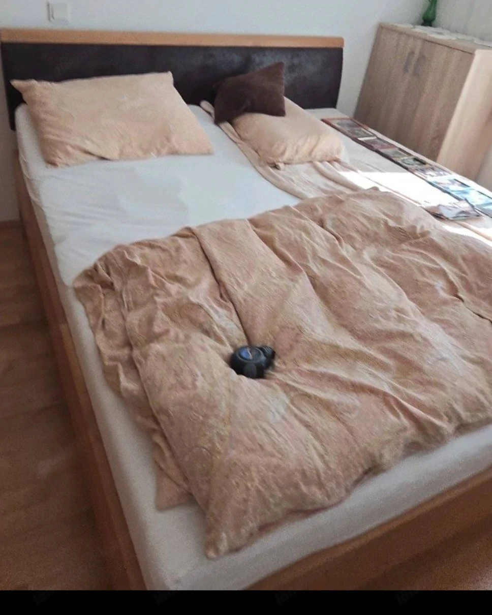 Bis 24. Mal abzuholen: Echtholzolzbett ca 180 cm Breite, ca 205 cm Länge und ca 48 cm Höhe