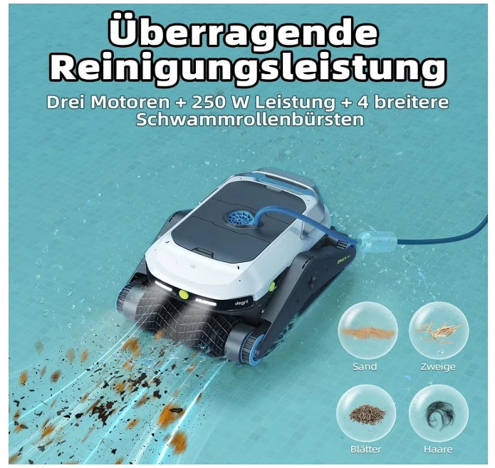 Degrii Zima Pro 2024 Poolroboter Akku Mit APP ,Kabellos Ultraschallradar