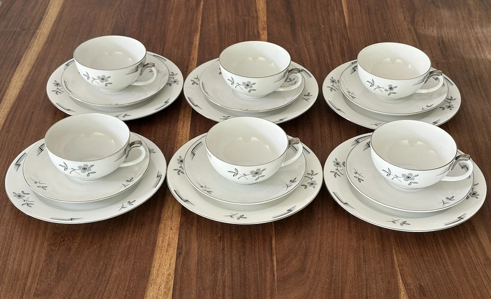 6 Kaffeetassen mit Kuchenteller - 18 Teile - J.M.D Sudetengau 