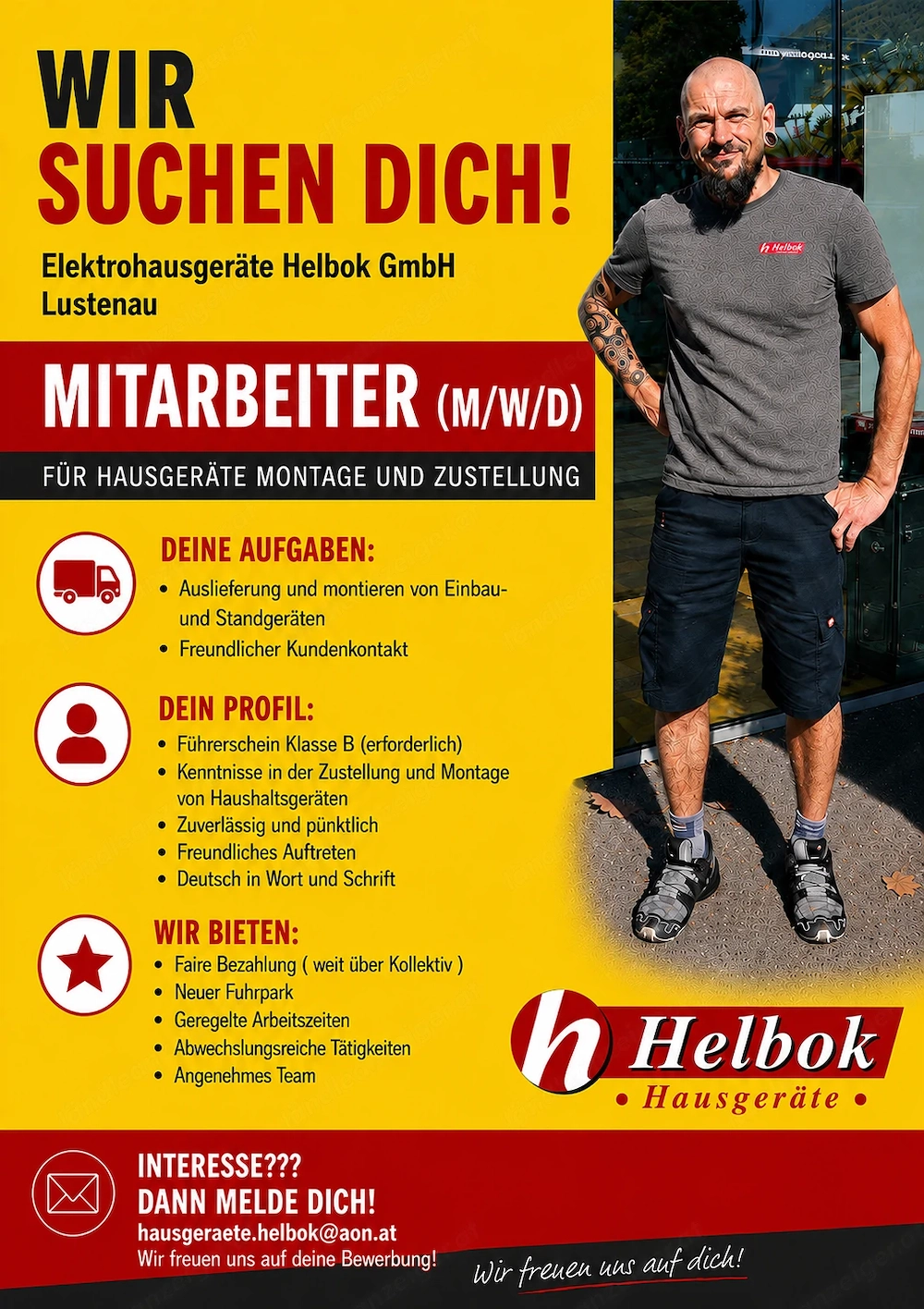 Hausgeräte Helbok sucht einen Mitarbeiter