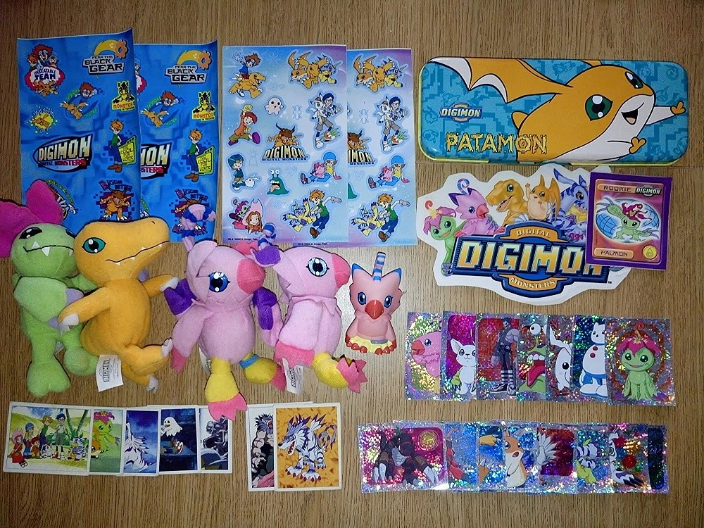Digimon Vintage Sammler Set (2000 2001) - Patamon Metallbox, Mc Donalds Plüschis, Sticker