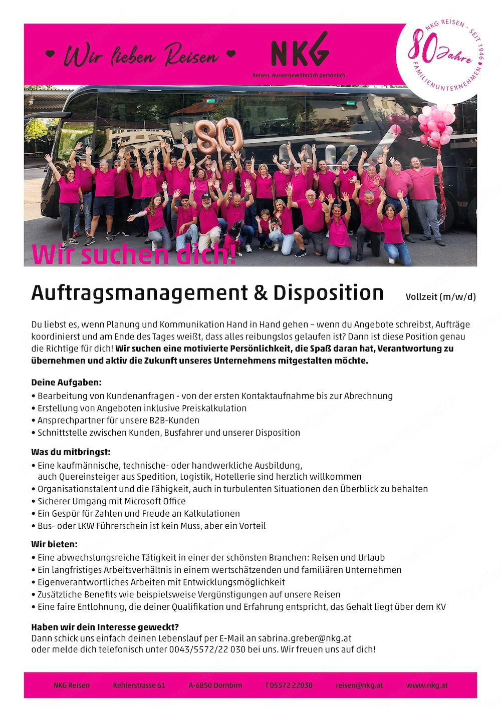 Auftragsmanagement & Disposition (m,w,d) - Wir suchen Dich!