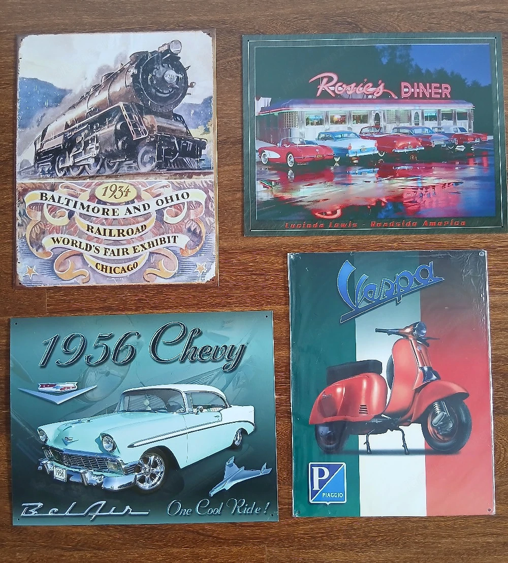 4 x Nostalgie Blechschilder