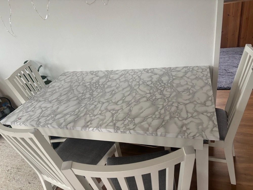 Esstisch Holz mit Marmoroptik