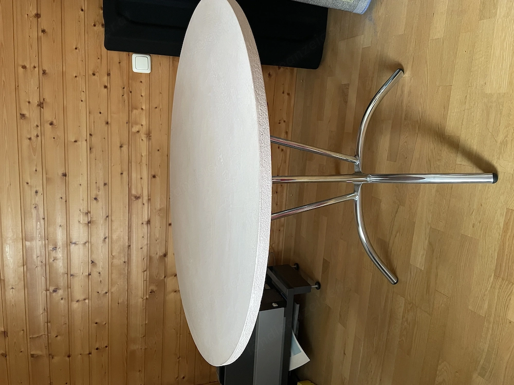 Runder Tisch Betonoptik   100 cm mit Chromgestell