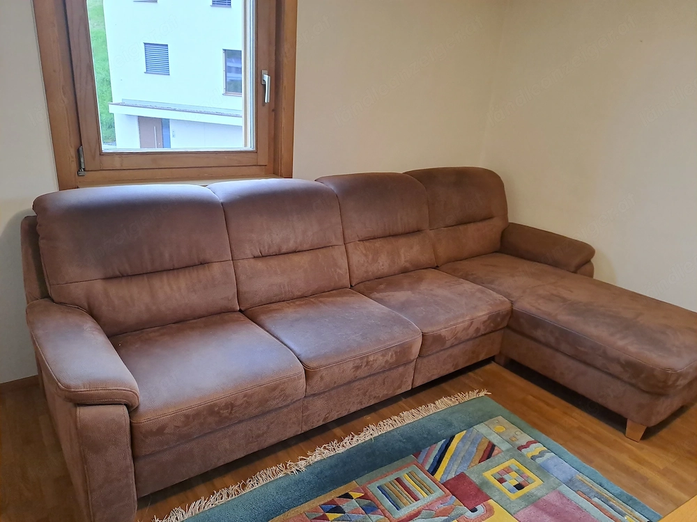 Couch mit Langteil braun (3-teilig)