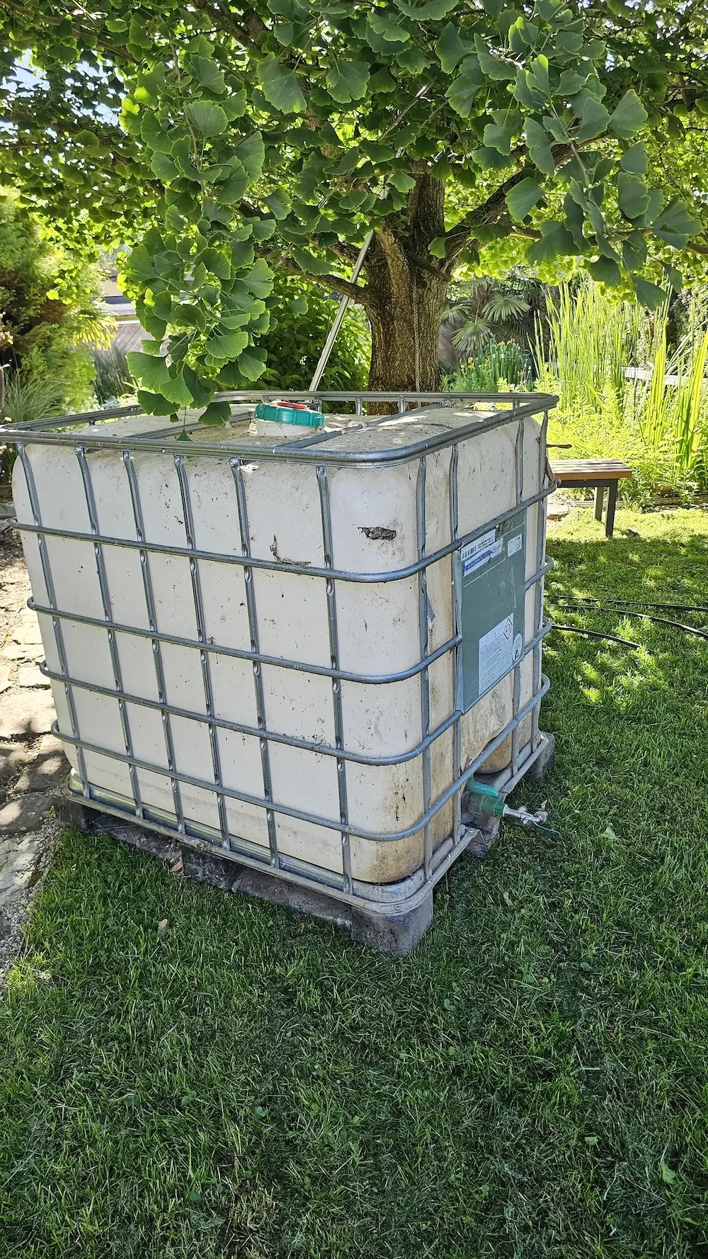 Ibc container regenwassertank 1000 liter mit gartenschlauchanschlusd