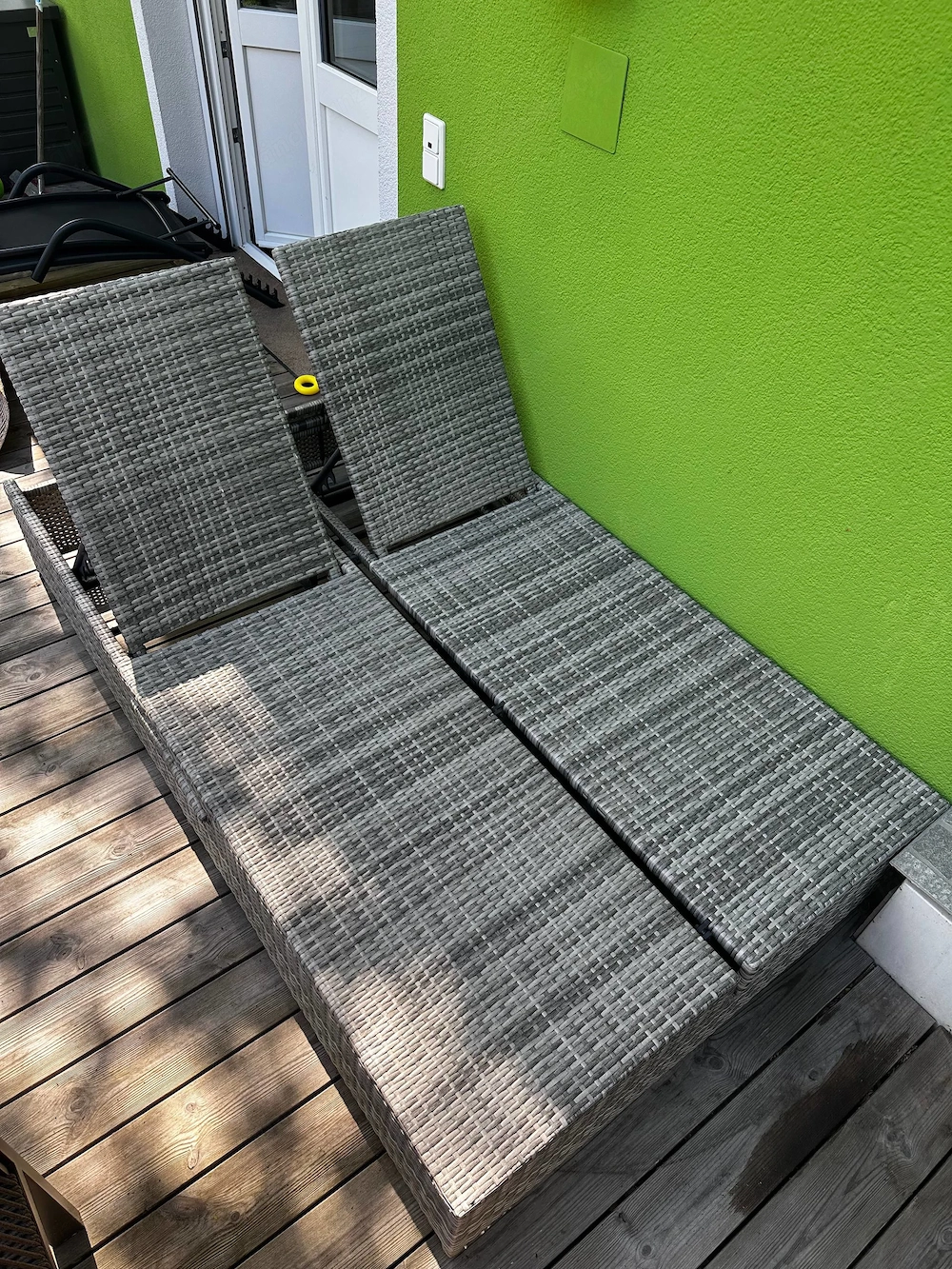 TOP PREIS! Stylische Multifunktions-Doppelliege   Sonnenliege (Polyrattan) mit Tischchen
