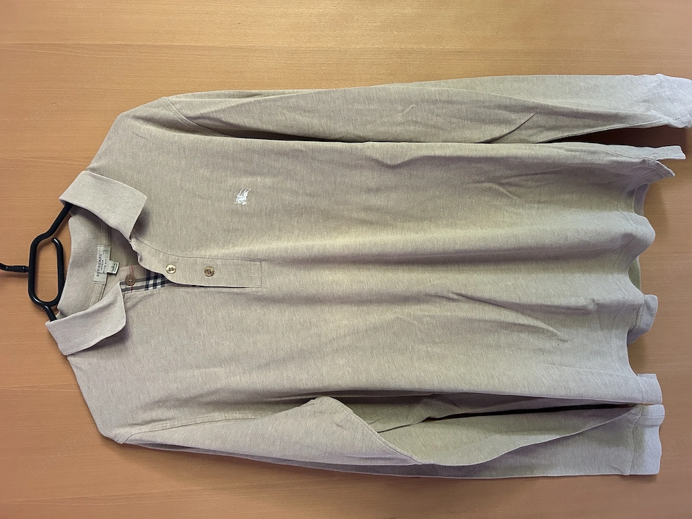 Burberry Langarm Poloshirt Braun Slim Fit Original Gr. L
