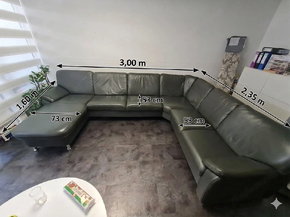 Hochwertige Echtleder-Couch (U-Form)