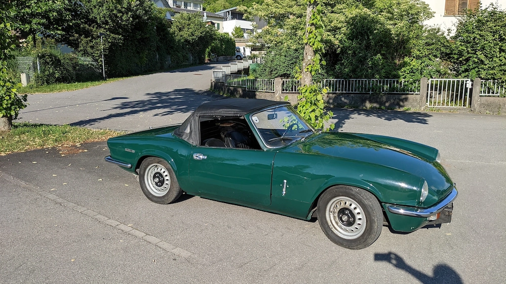 Triumph Spitfire Mk IV, Bj. 1972   British Racing Green, rostfrei, frisch vorgeführt