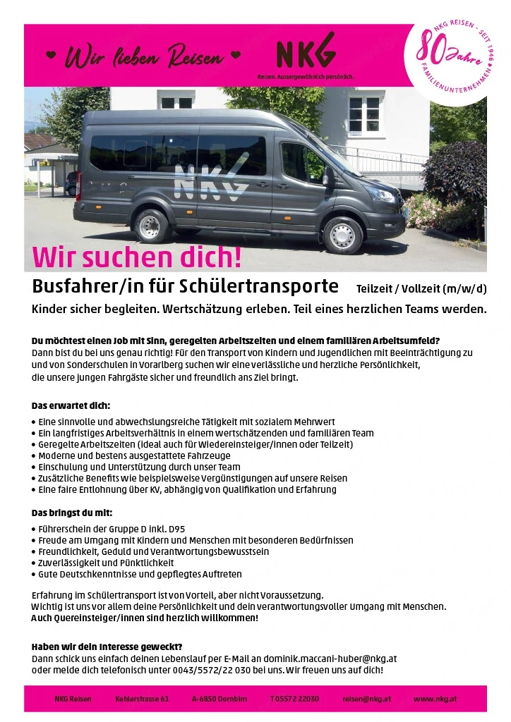Busfahrer in für Schülertransporte