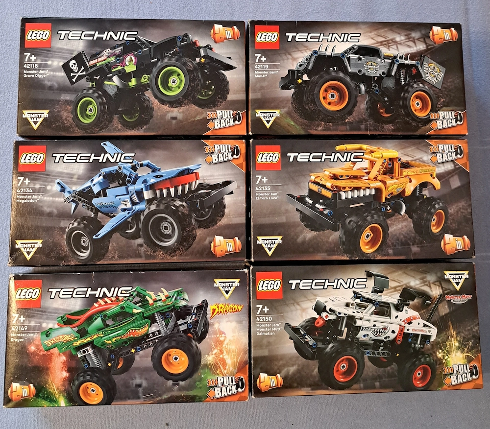 LEGO Technic Monster Jam Konvolut (42118, 42119, 42134, 42135, 42149, 42150) für Bastler