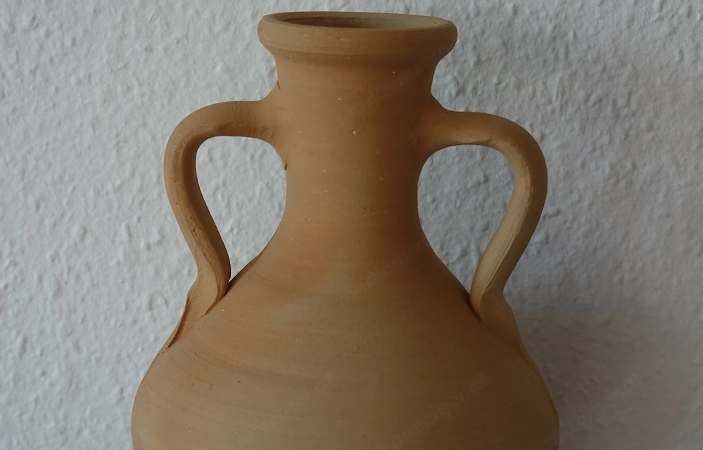 Schöne Tonvase, 28 cm hoch, unbehandelt, Amphore, DEKO, neuwertig,   15,--