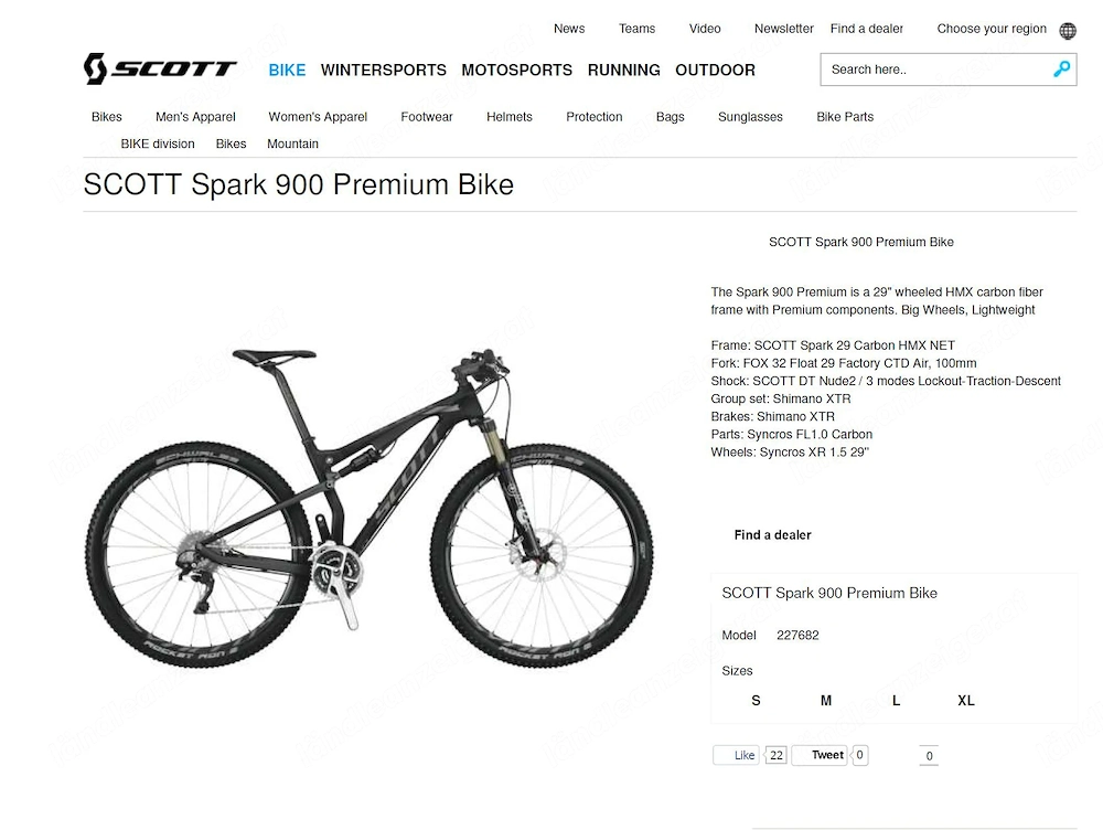 MTB Scott Spark 900 Premium 29Zoll, Carbon-Rahmen, Gr. M, Fully, volle XTR-Ausstattung
