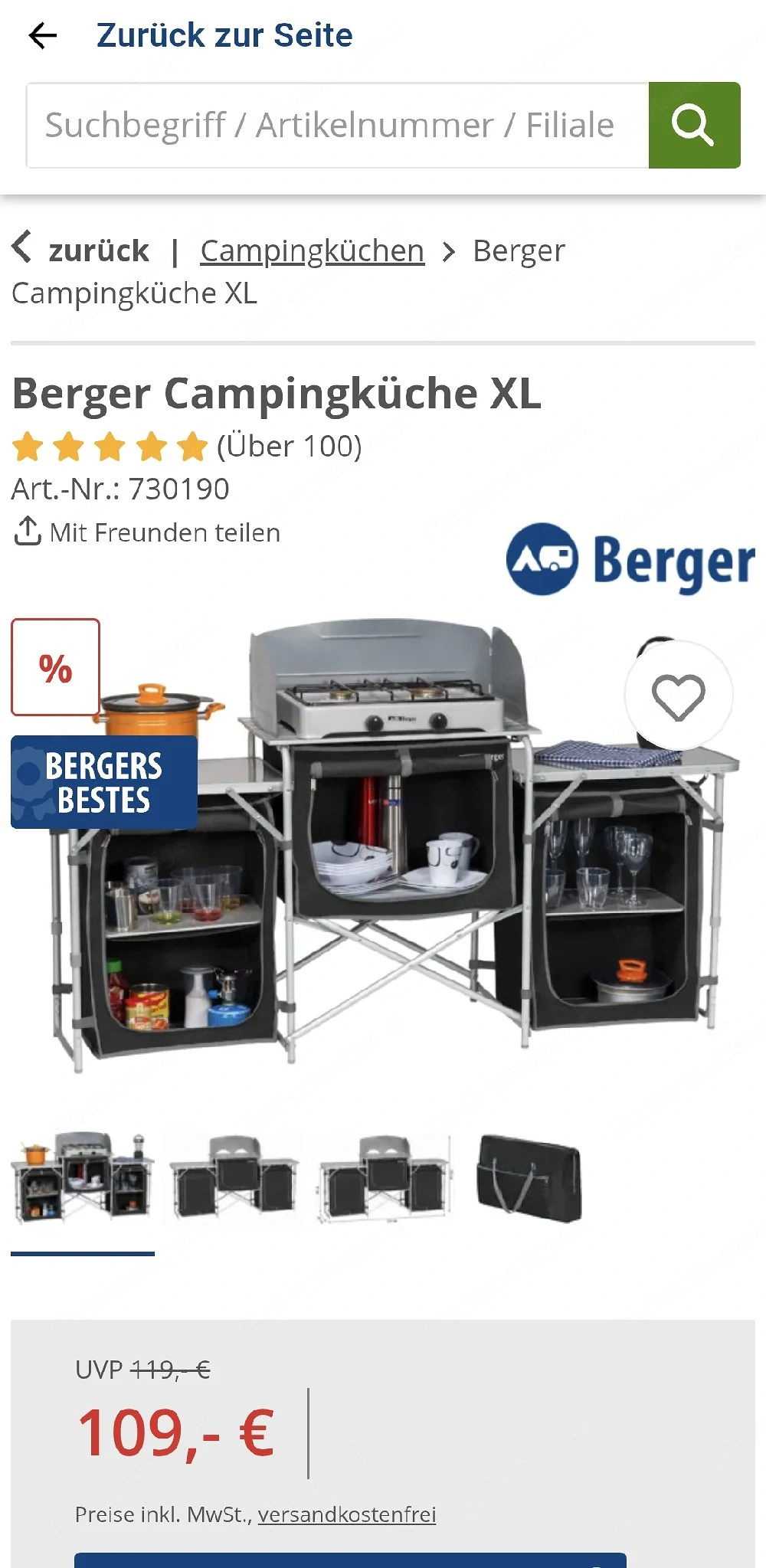 Berger Campingküche XL   Faltbare Outdoor-Küche (2 Jahre alt)   Nur Abholung