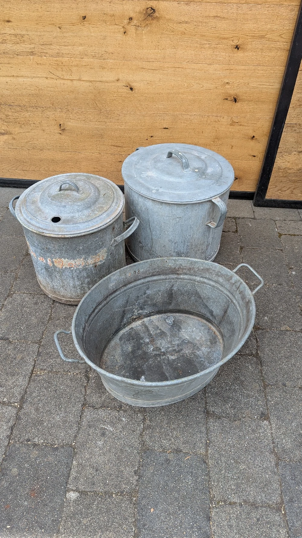 Töpfe mit Deckel und Wanne verzinkt Pflanzkübel 