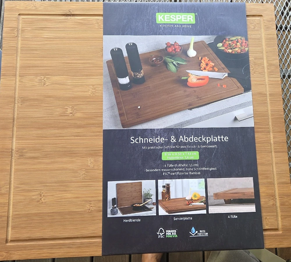 Filetierbrett, Schneidebrett, Abdeckplatte, Bambus