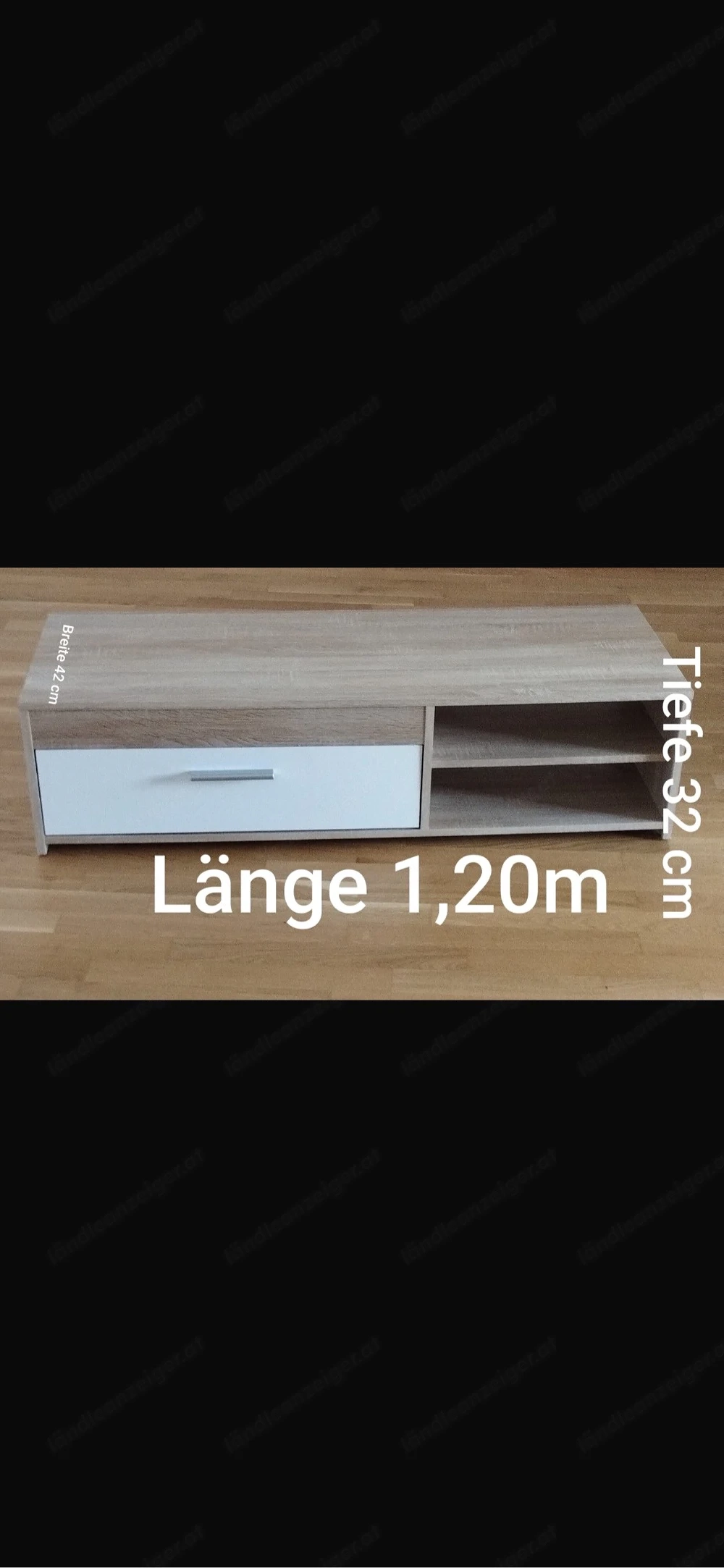 TV-Lowboard in Eiche-Optik mit weißer Schublade