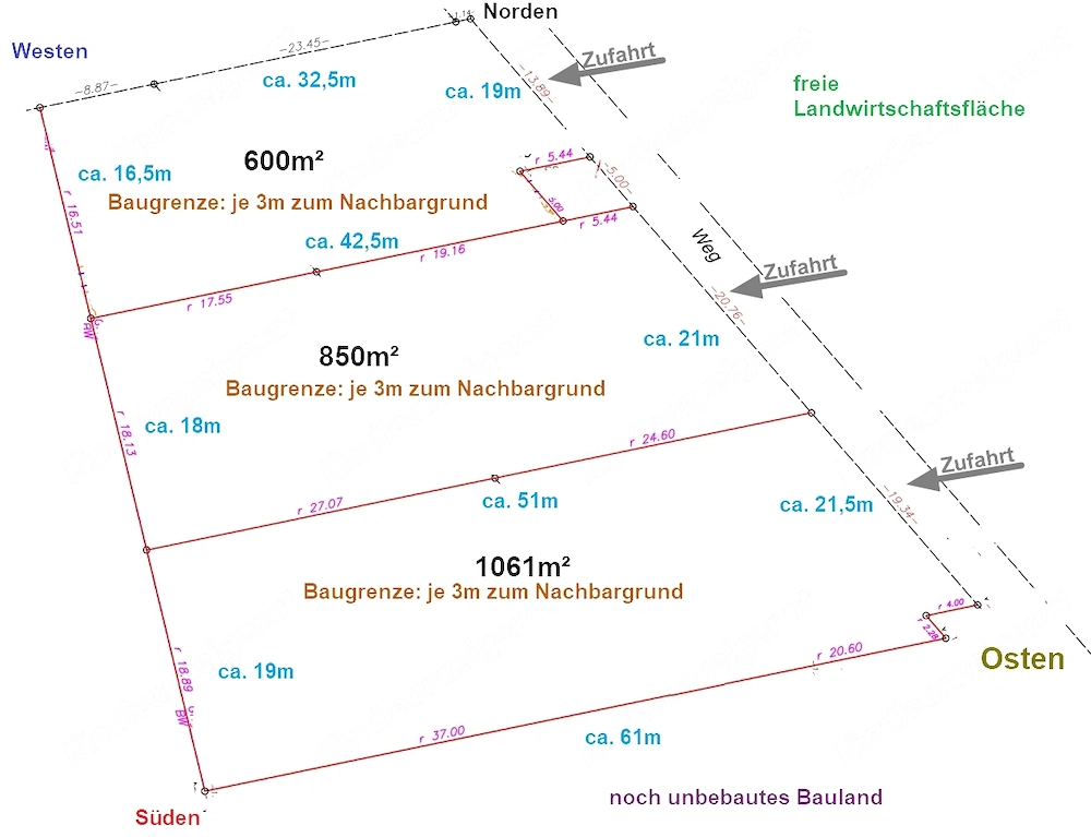 Grundstücke in 7561 Heiligenkreuz 600qm, 850qm oder 1060qm. Keine Maklerkosten !! Mit Notarvertrag !