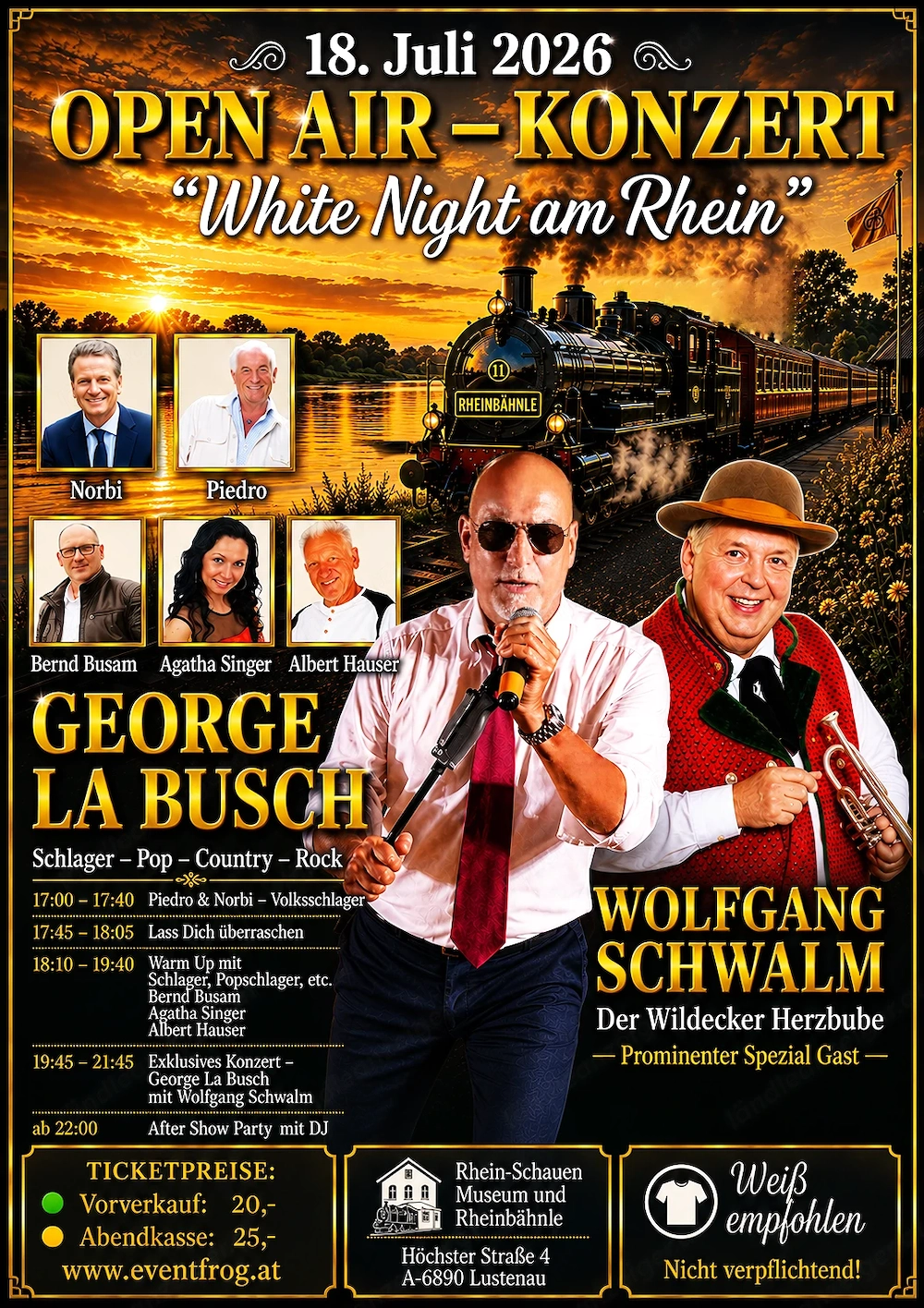Großes Open-Air-Konzert mit George La Busch und Stargast Wolfgang Schwalm am 18. Juli 2026