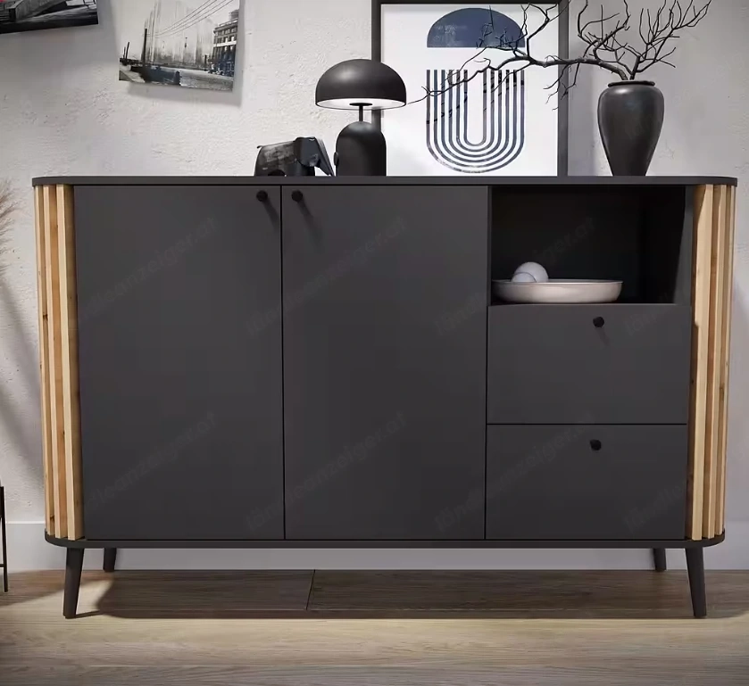 Sideboard in grau mit 2 Türen und 3 Fächern