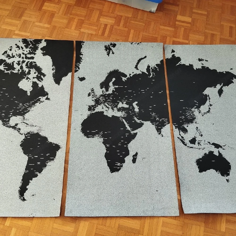 Filzbilder "Weltkarte" in 3 Teilen